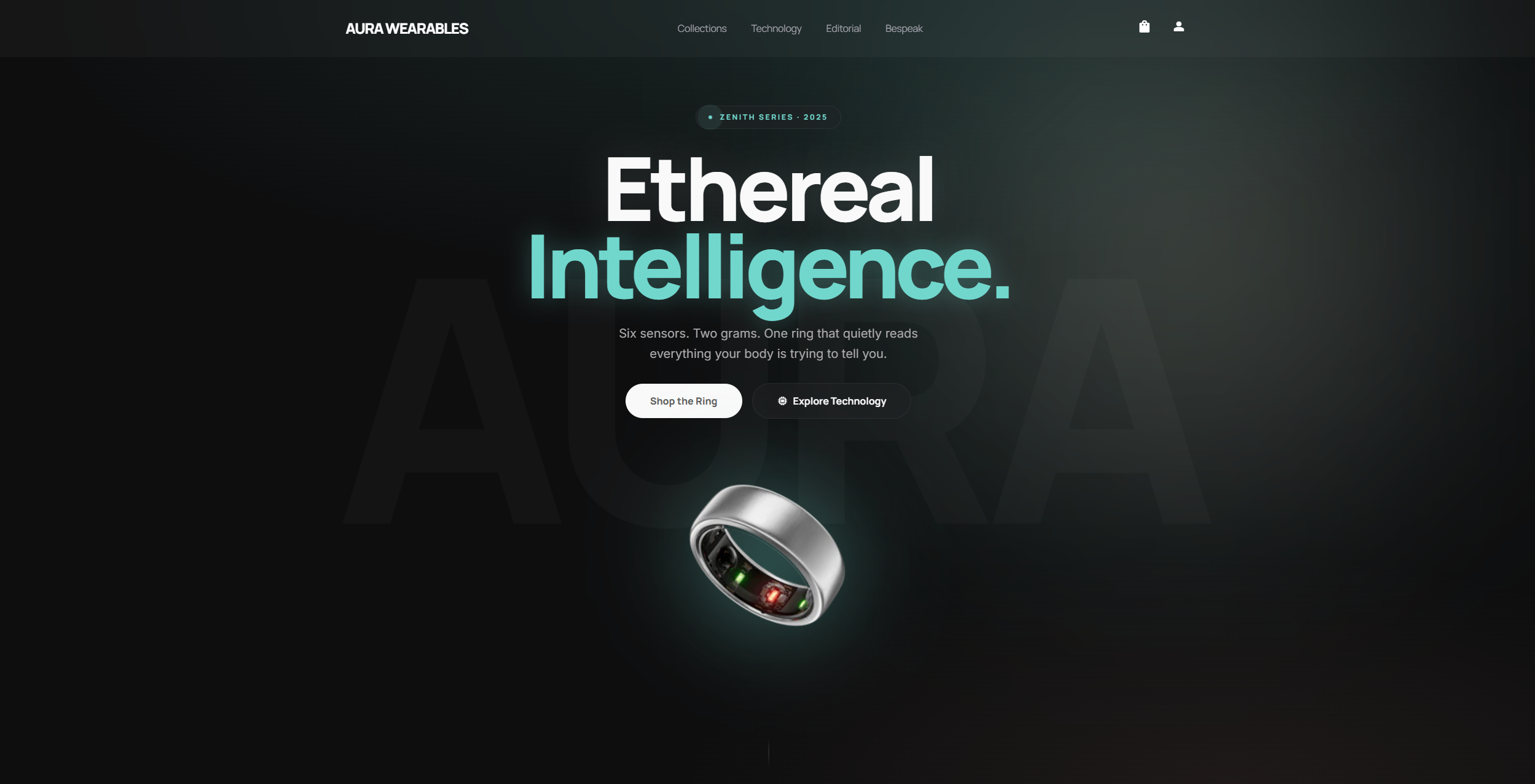 Aura Wearables website screenshot