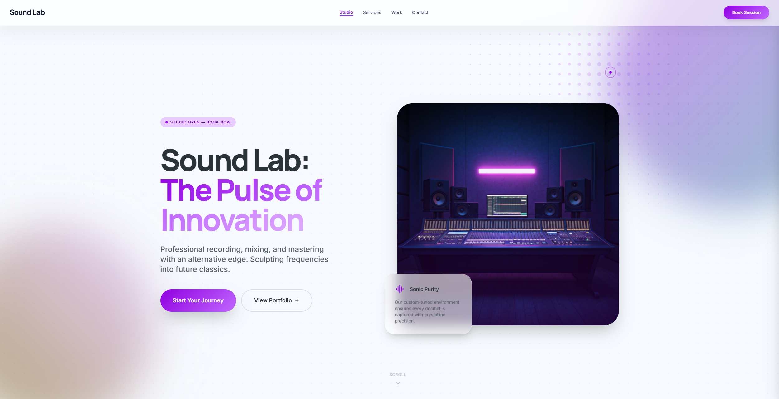 Sound Lab — Music Studio website screenshot